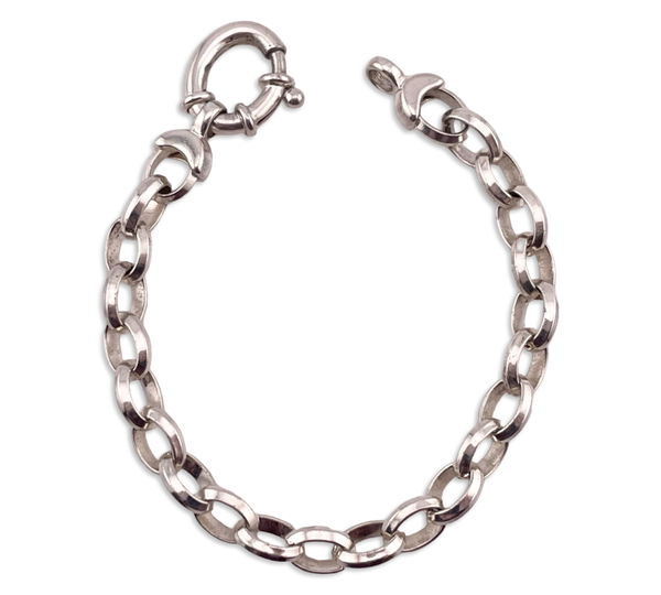 sterling silver 7 7/8" Milor chunky over-sized clasp chain link bracelet