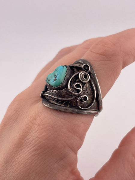 size 11.5 sterling silver turquoise leaf ring