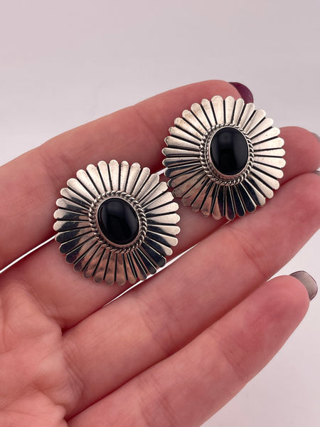 sterling silver Artie Yellowhorse onyx post earrings