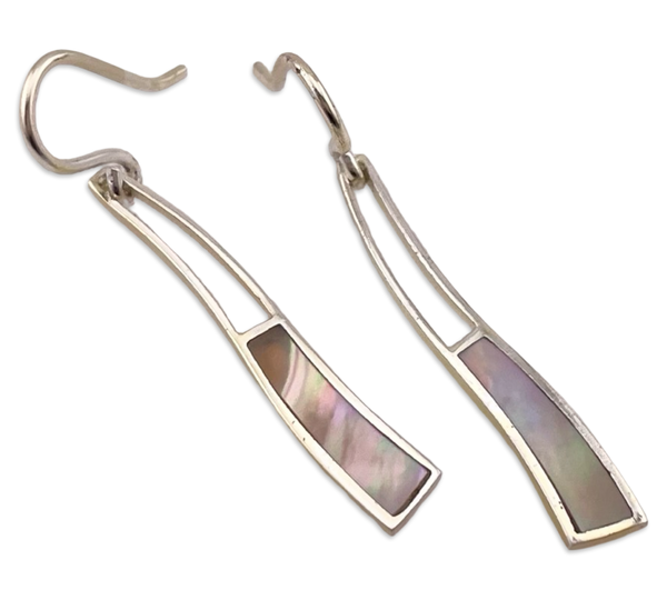 sterling silver mother of pearl hook dangle earrings