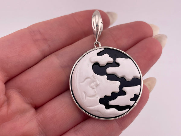 sterling silver molded plastic moon pendant