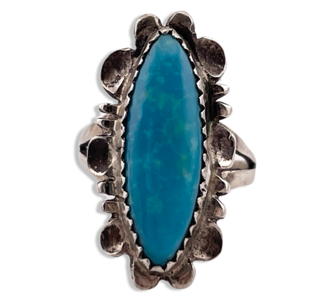 size 5 sterling silver turquoise marquee ring