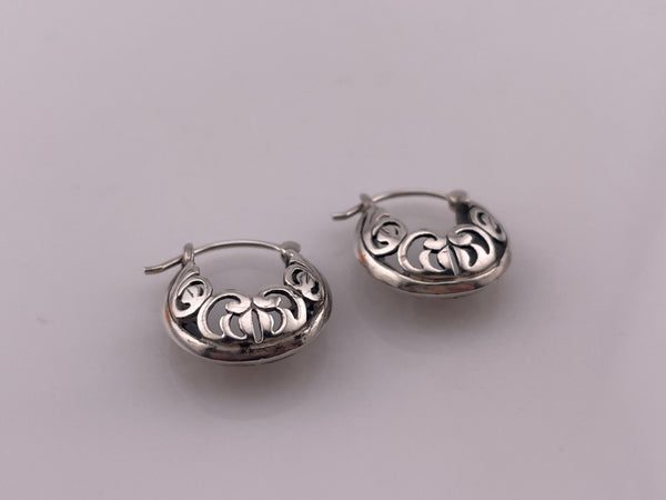 sterling silver cut-out design hoop earrings