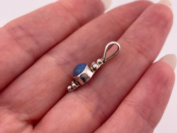 sterling silver denim lapis pendant