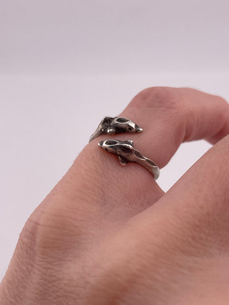 size 4.25 sterling silver dolphin bypass ring