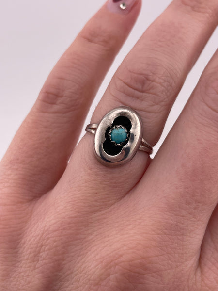 size 6.25 sterling silver turquoise shadowbox ring ***AS IS***