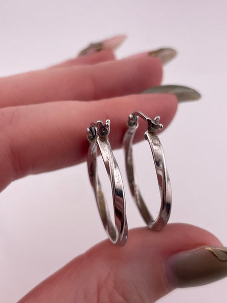sterling silver 1" twisted hoop earrings