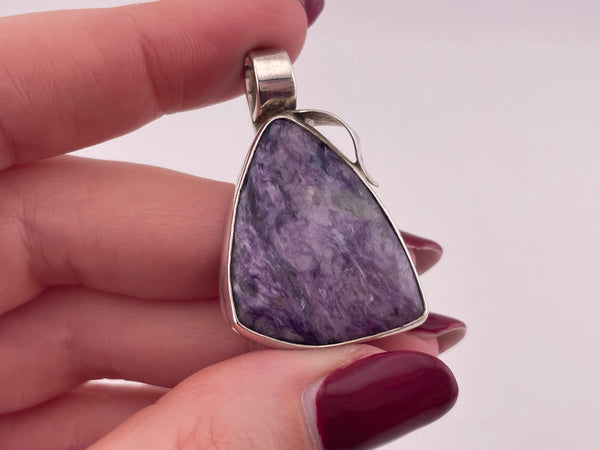 sterling silver charoite pendant