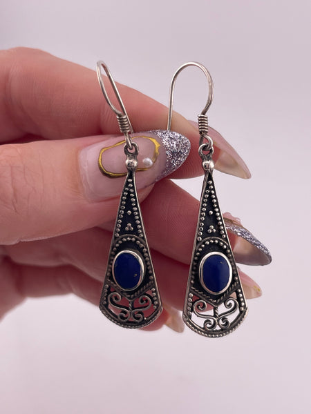 sterling silver Boma lapis cut-out dangle earrings