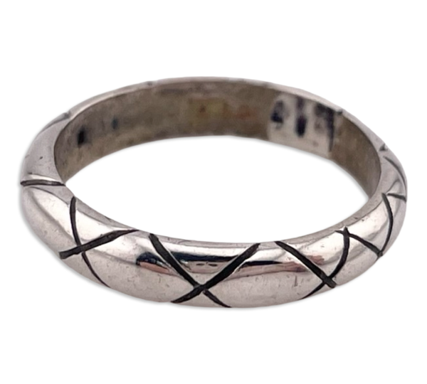 size 7.75 sterling silver 'X' band ring