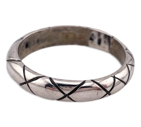 size 7.75 sterling silver 'X' band ring