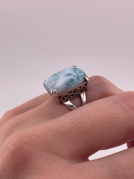 size 6.5 sterling silver larimar ring