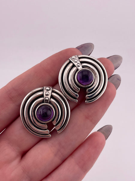 sterling silver amethyst round post earrings ***Non-Sterling Posts***