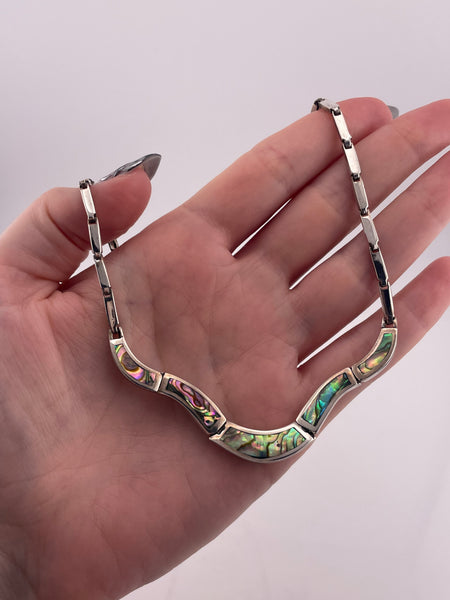 sterling silver 16-1/2" abalone necklace