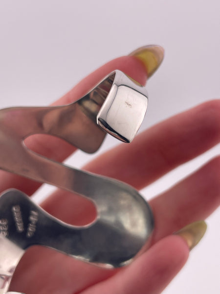 sterling silver Mexican chunky stoneless squiggle cuff bracelet