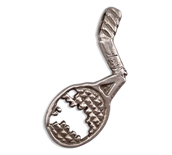 sterling silver broken racket pendant