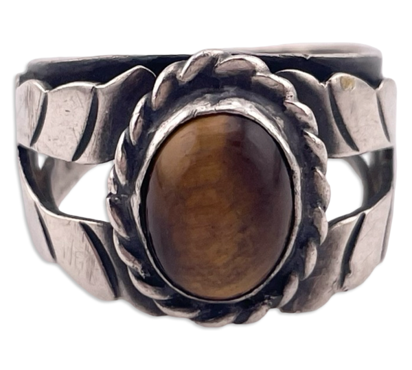 size 9 sterling silver Mexican tiger's eye ring