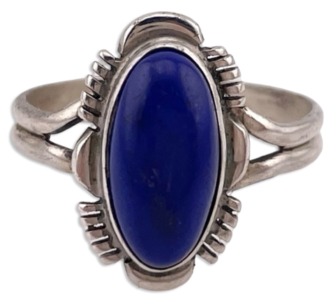 size 7.75 sterling silver L Yazzie lapis ring **AS IS**