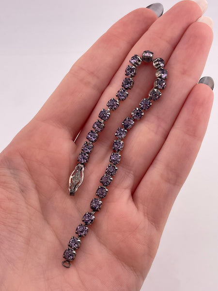 sterling silver 6-3/4" faceted purple glass bracelet