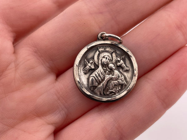 sterling silver St. Mary with child Jesus Christ pendant