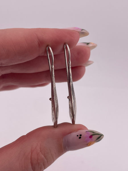 sterling silver etched threader jug dangle earrings