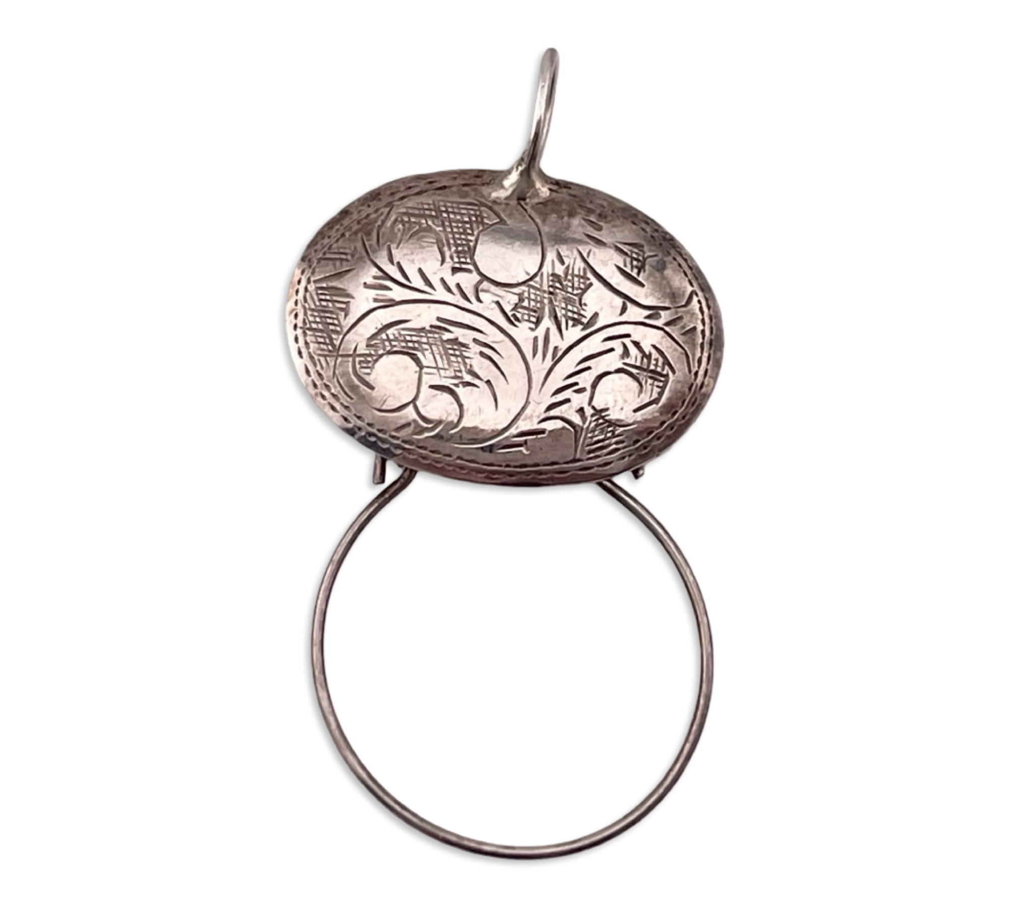 sterling silver etched charm holder pendant