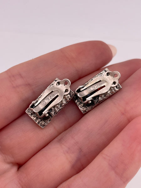sterling silver amber clip-on earrings