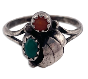 size 5.75 sterling silver turquoise coral ring