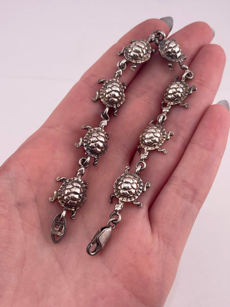 sterling silver 7-1/2" turtle link bracelet