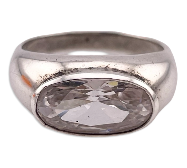 size 7.25 sterling silver faceted rhinestone ring