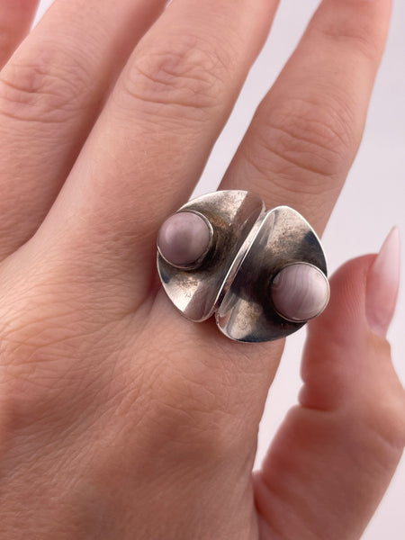 size 8.75 sterling silver artisan agate ring