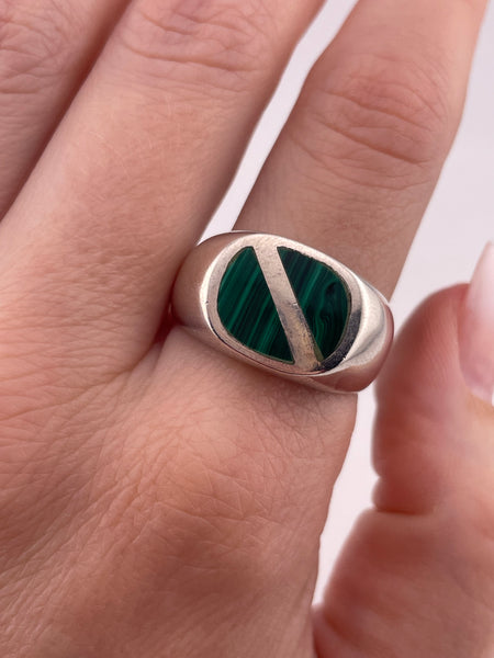 size 10.5 sterling silver malachite ring