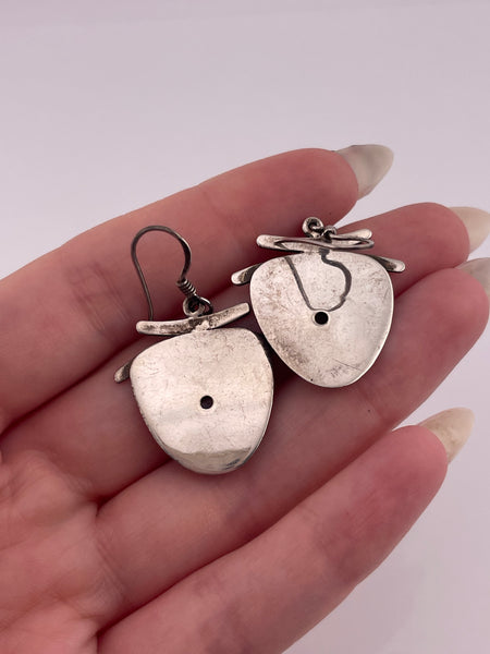sterling silver rainbow moonstone textured hook dangle earrings
