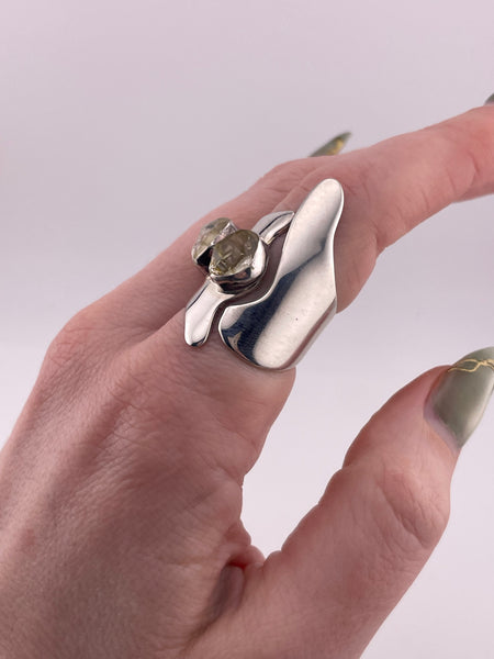 size 7.25 sterling silver designer Lilly Barrack quartz ring