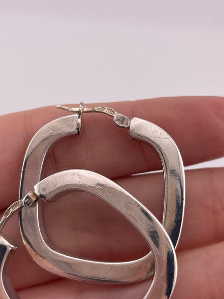 sterling silver 1 1/4" rounded square hoop earrings