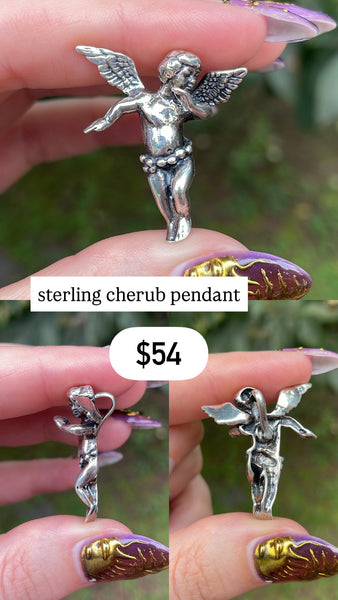 RESERVED PRIVATE LISTING -- sterling silver cherub pendant A24