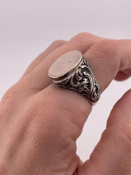 size 9.5 sterling silver gold wash scroll signet ring