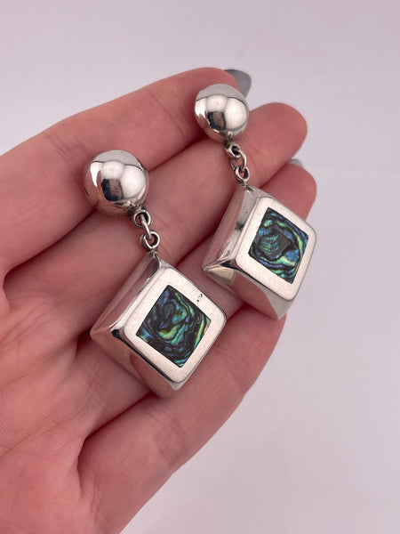 sterling silver Mexican abalone post dangle earrings