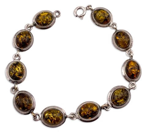 sterling silver 7 5/8" amber link bracelet