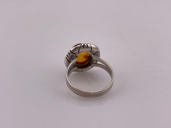 size 6.5 sterling silver amber ring