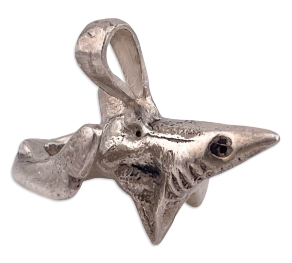 sterling silver solid shark pendant