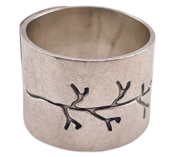 size 5.5 sterling silver & copper wide band tree ring