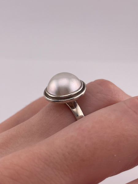 size 7.25 sterling silver faux pearl ring