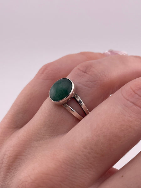 size 7.25 sterling silver green aventurine ring