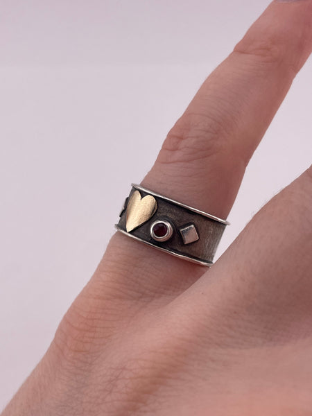 size 5.5 sterling silver gold plated heart garnet ring