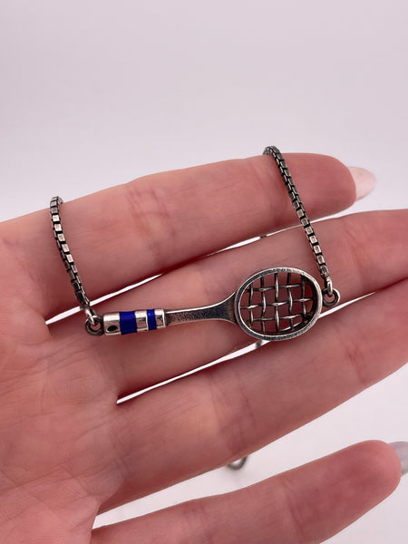 sterling silver 15" racket necklace