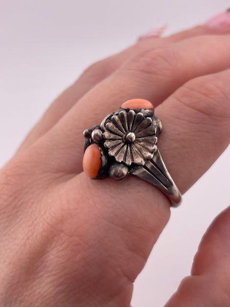 size 9 sterling silver angel skin coral ring