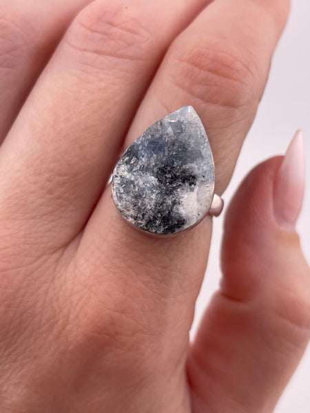 size 7.25 sterling silver raw quartz ring