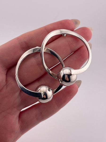 sterling silver Mexican modern stoneless spinning orb ball post earrings