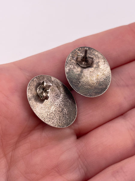 sterling silver multi-stone inlay post earrings